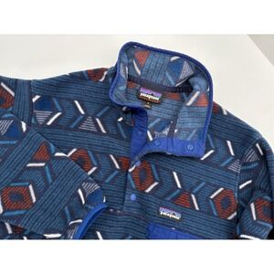 Patagonia Synchilla Men s Blue Aztec Print Snap T Fullover Fleece Sweater, Small